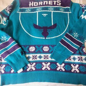 Mens Charlotte Hornets Knitted Sweater long Sleeve Shirt XL Holiday Basketball